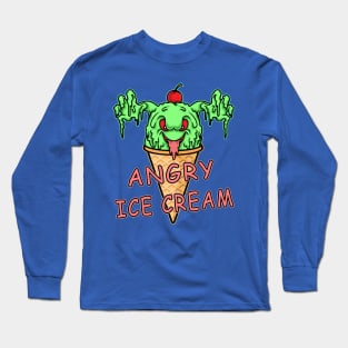 Angry Ice Cream Funny Cartoon Design Long Sleeve T-Shirt